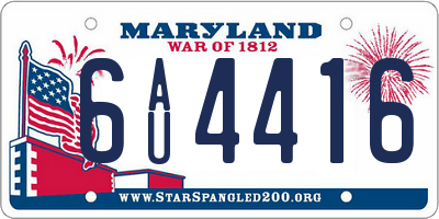 MD license plate 6AU4416