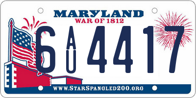 MD license plate 6AU4417