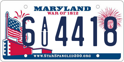 MD license plate 6AU4418