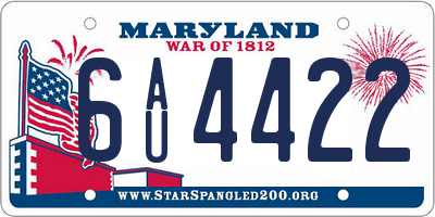MD license plate 6AU4422