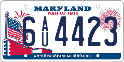 MD license plate 6AU4423