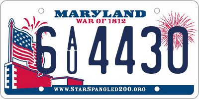 MD license plate 6AU4430