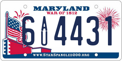 MD license plate 6AU4431