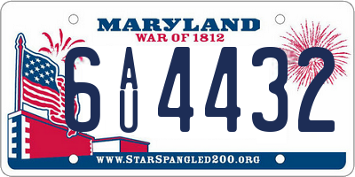 MD license plate 6AU4432