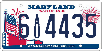 MD license plate 6AU4435