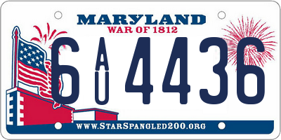 MD license plate 6AU4436