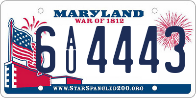 MD license plate 6AU4443