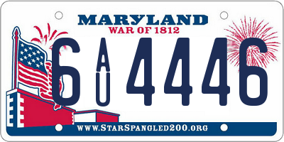 MD license plate 6AU4446