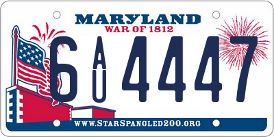 MD license plate 6AU4447