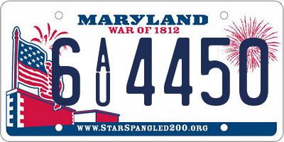 MD license plate 6AU4450