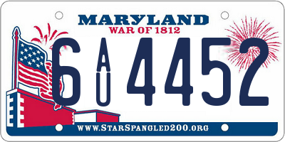 MD license plate 6AU4452