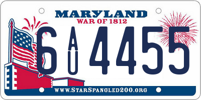 MD license plate 6AU4455