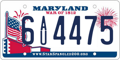 MD license plate 6AU4475