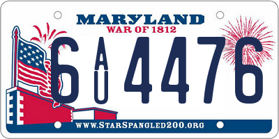 MD license plate 6AU4476