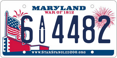 MD license plate 6AU4482