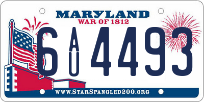 MD license plate 6AU4493