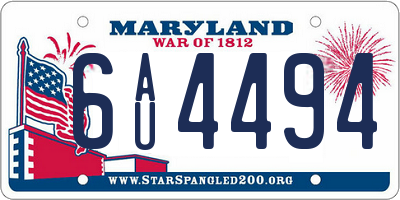 MD license plate 6AU4494