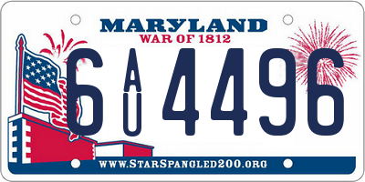 MD license plate 6AU4496