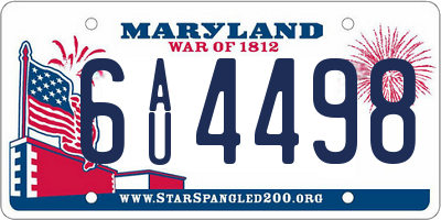 MD license plate 6AU4498
