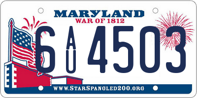 MD license plate 6AU4503