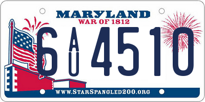 MD license plate 6AU4510