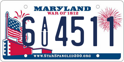 MD license plate 6AU4511