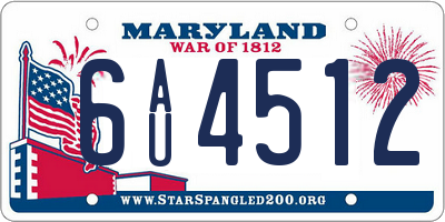MD license plate 6AU4512