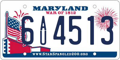 MD license plate 6AU4513