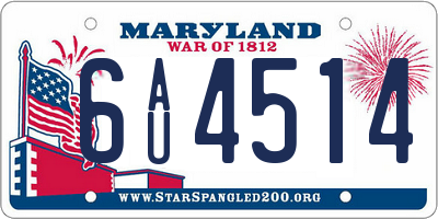 MD license plate 6AU4514