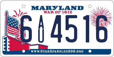 MD license plate 6AU4516