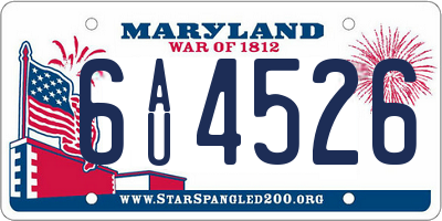 MD license plate 6AU4526