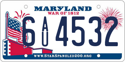 MD license plate 6AU4532