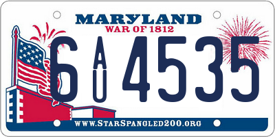MD license plate 6AU4535