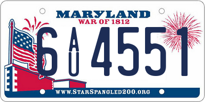 MD license plate 6AU4551