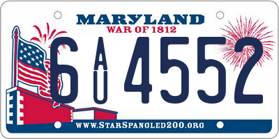 MD license plate 6AU4552