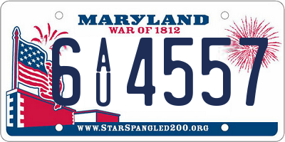 MD license plate 6AU4557