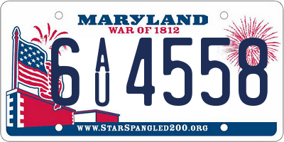 MD license plate 6AU4558