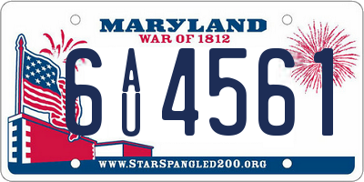 MD license plate 6AU4561
