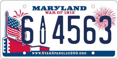 MD license plate 6AU4563