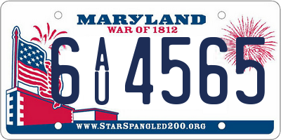 MD license plate 6AU4565