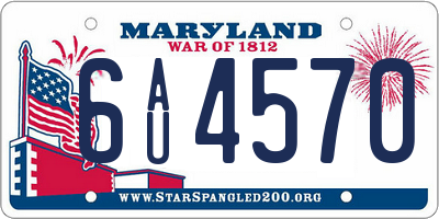 MD license plate 6AU4570