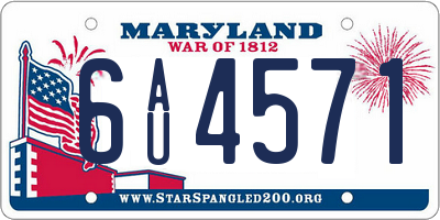MD license plate 6AU4571
