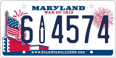 MD license plate 6AU4574
