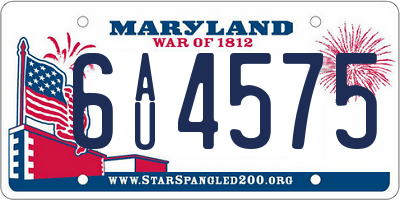 MD license plate 6AU4575