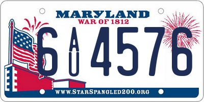MD license plate 6AU4576