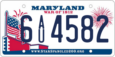 MD license plate 6AU4582