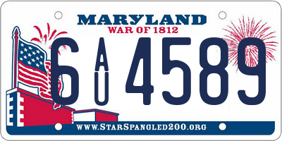 MD license plate 6AU4589
