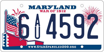 MD license plate 6AU4592