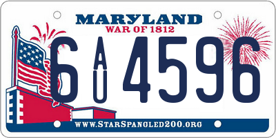 MD license plate 6AU4596
