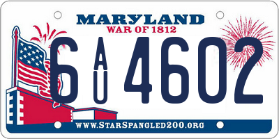 MD license plate 6AU4602
